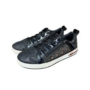 SKECHERS STREET SHOUTOUTS Girls Sneakers Black/ Rose Gold Gems Size 4